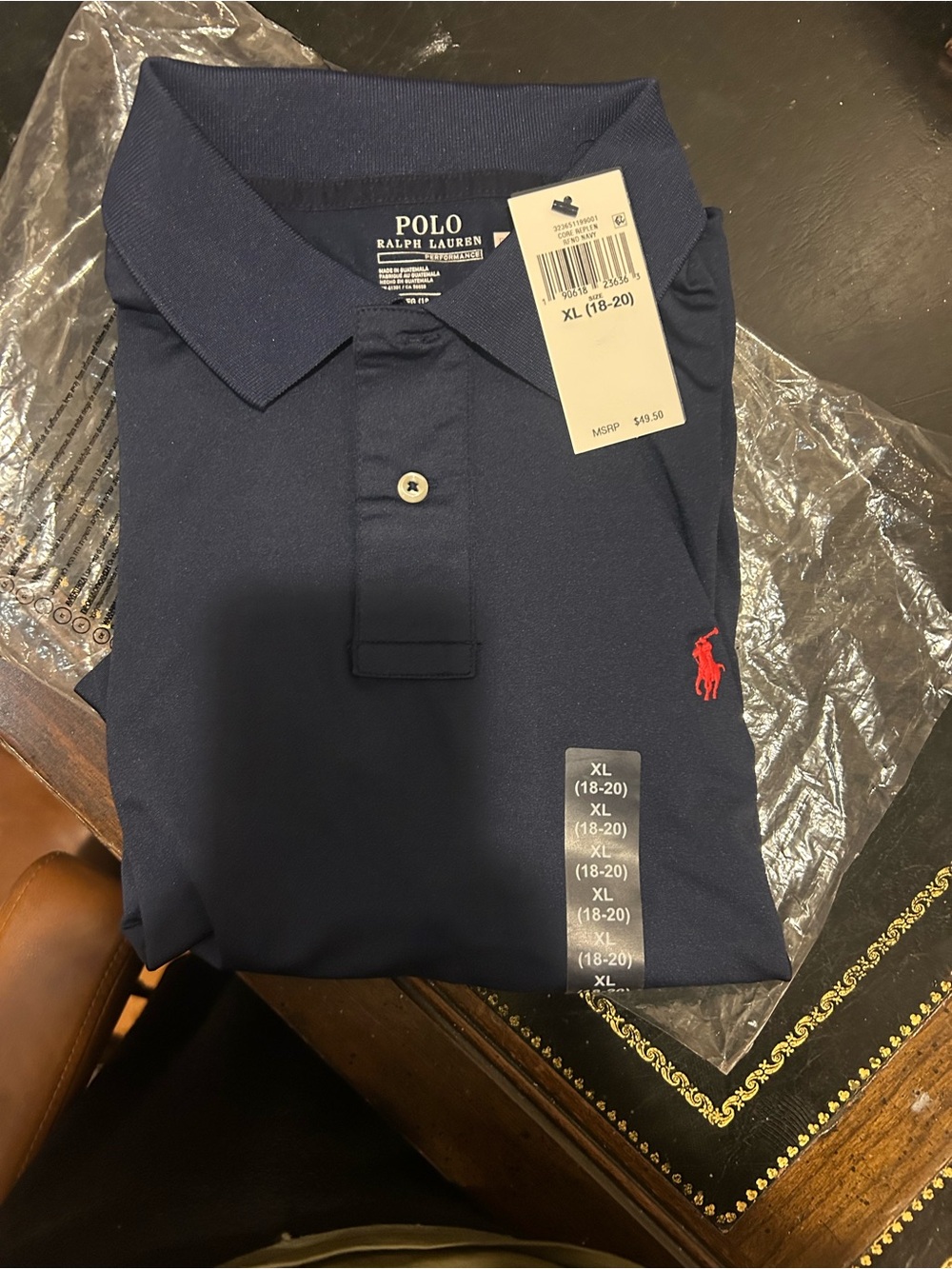 Performance Polo by Ralph Lauren Navy Short-Sleeve Polo with Red Pony
